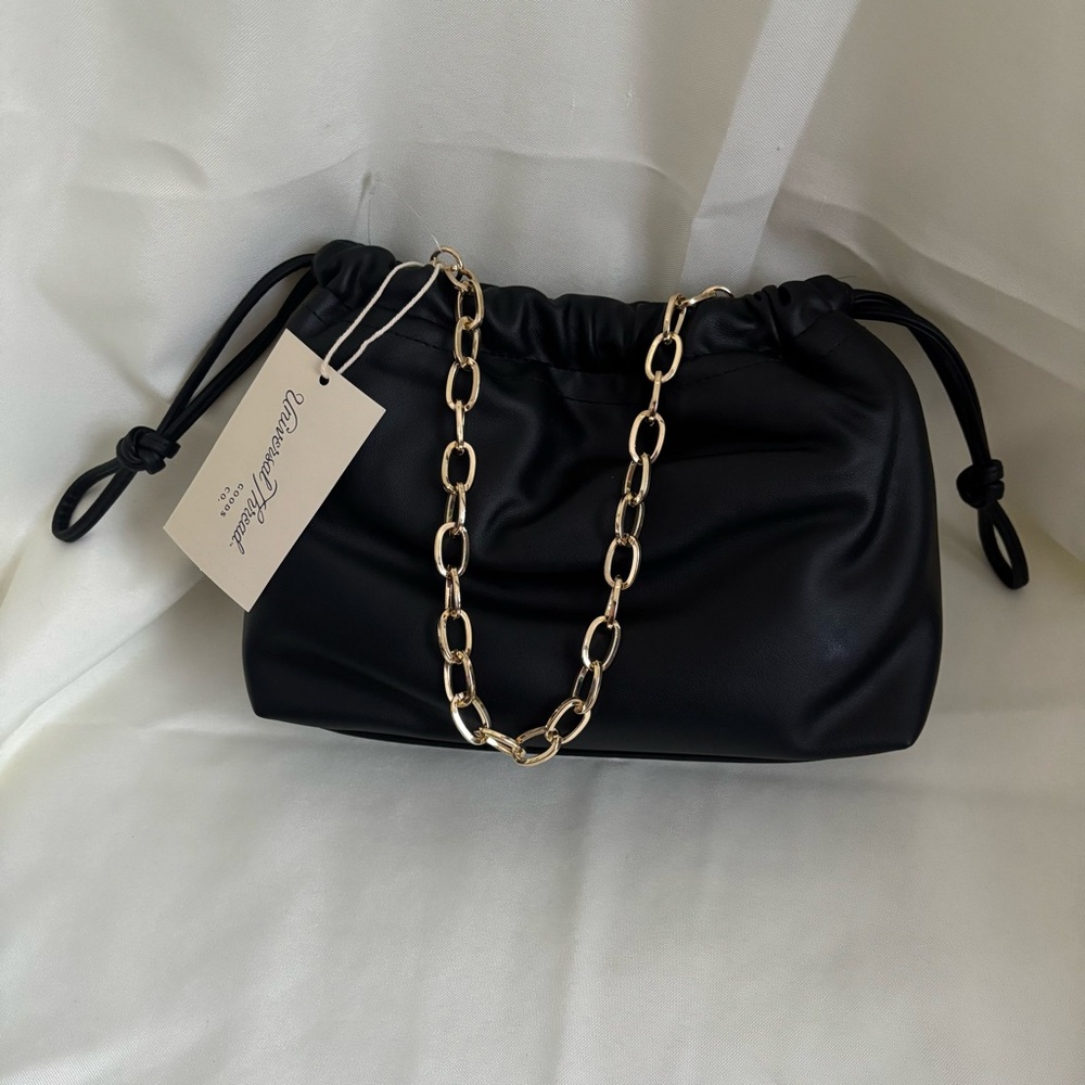 Universal Thread Black Clutch with Gold Chain - Picture 3 of 5